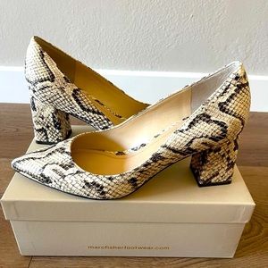 Marc Fisher Zala block heel pump. Ivory multi leather. Size 8